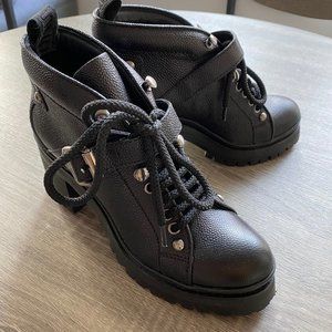 Miu Miu Heeled Combat Boots with Buckle